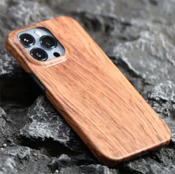 Voor Iphone 15 Pro Max Walnoot Kersenhout Palissander Bamboe Houten Achterkant Case Cover Voor Iphone 15 Pro / 15 Plus