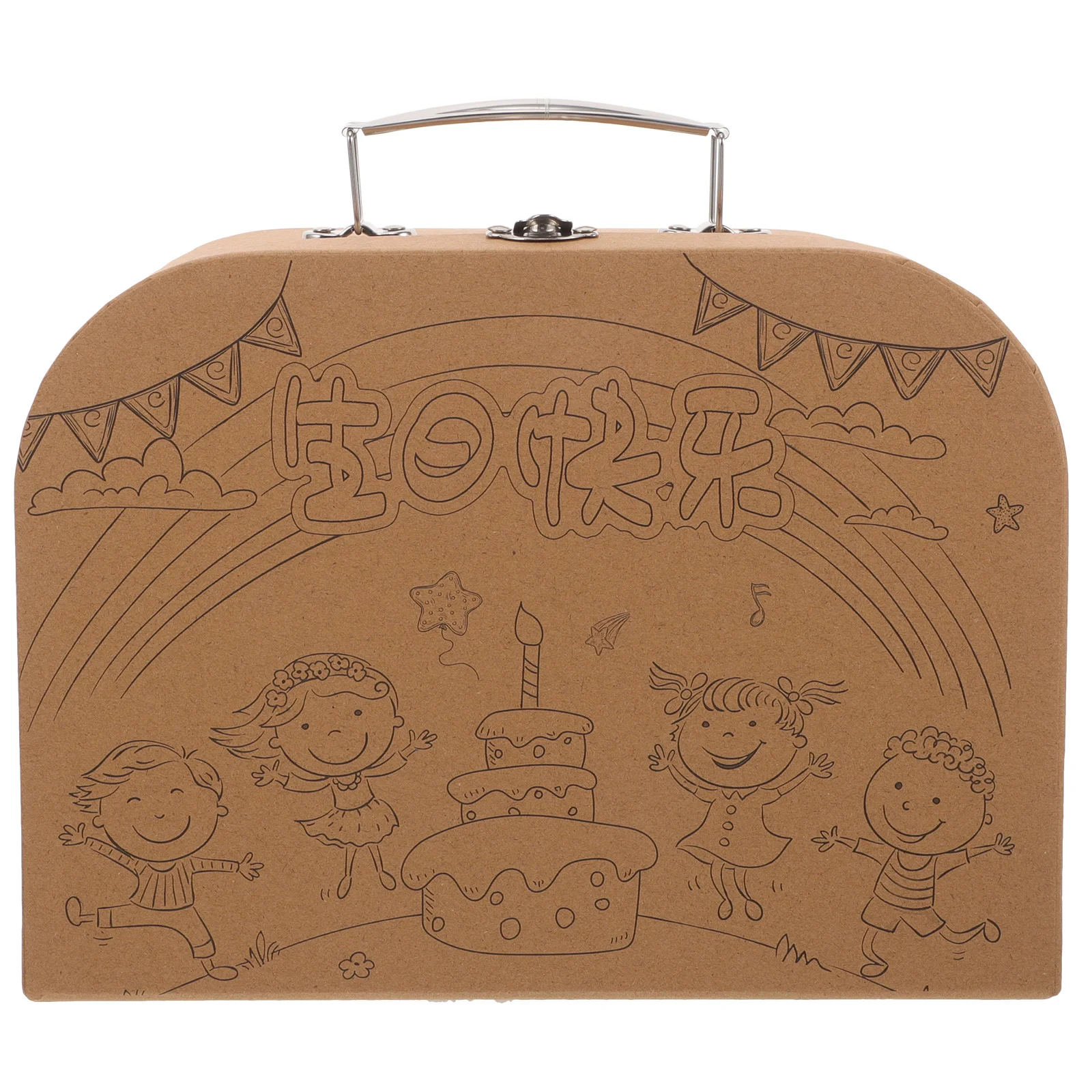 

Stationery Box Kids Blank Suitcase Graffiti Vintage Toy Prop for Painting Cardboard Decor