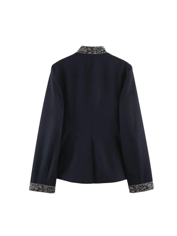 HH Mature Holiday Glamorous Charming Navy Coat Women Autumn Winter Elegant Fit Party Sophisticated Chic Stylish Fashion Jacket