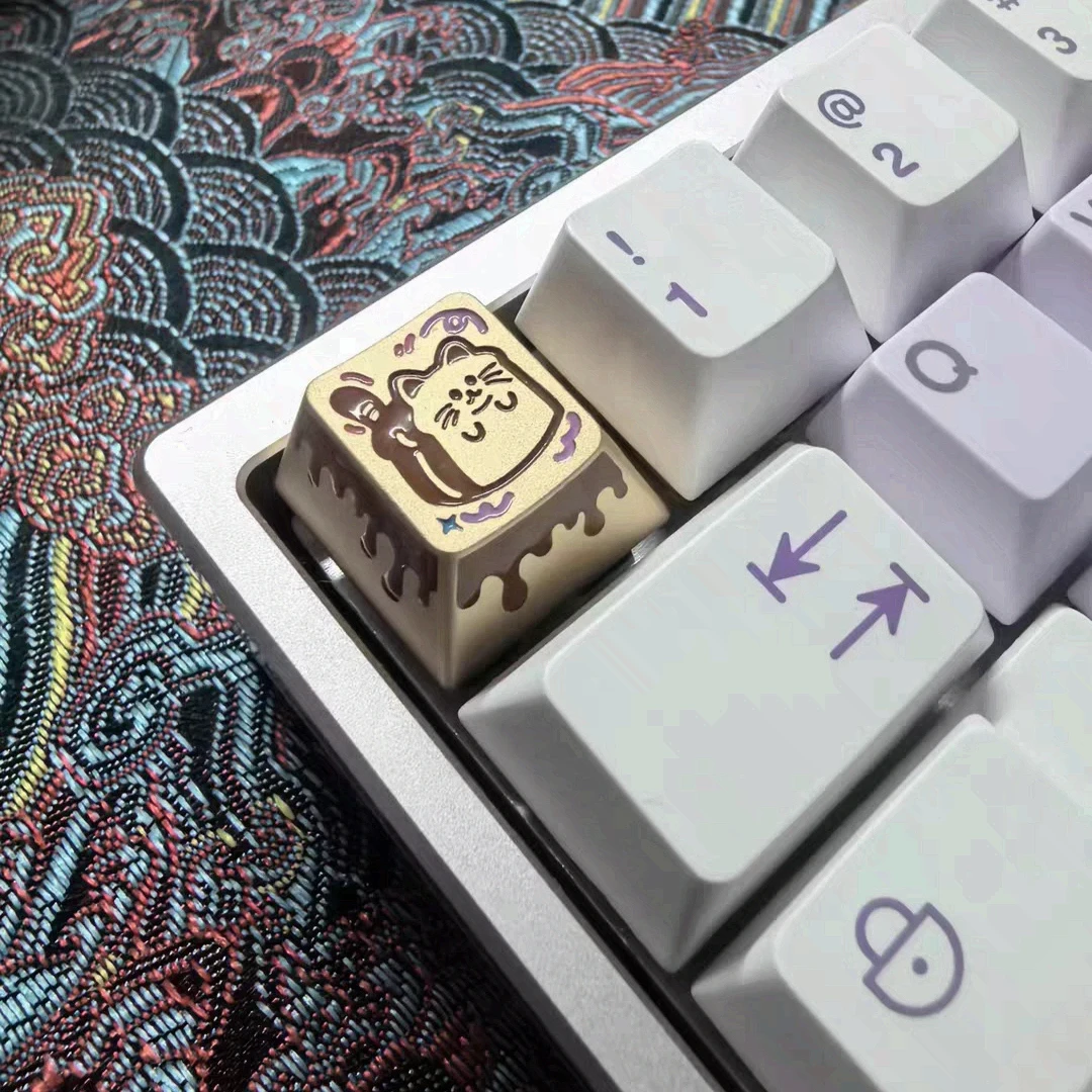 

Anthem Dessert Cat Metal Keycap Custom Aluminum Alloy Cute Artisan Keyboard Keycaps for Mechanical Keyboard Accessories Kawaii