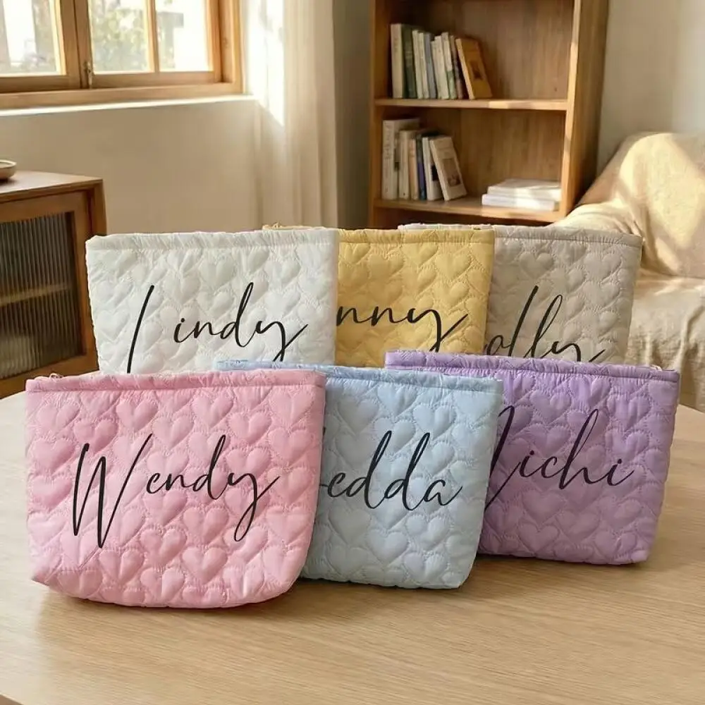 9Pcs Personalized Name Quilted Makeup Bag with Refillable Travel Bottles Custom Name Travel Organizer Portable Wash Storage Bag