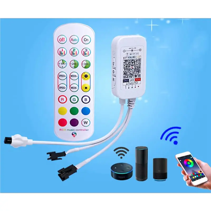 【PUBLICITY】5X WS2812B Bluetooth Controller For Addressable LED Strip Light 5050 RGB LED Tape 24Key Remote Music Smart Controller