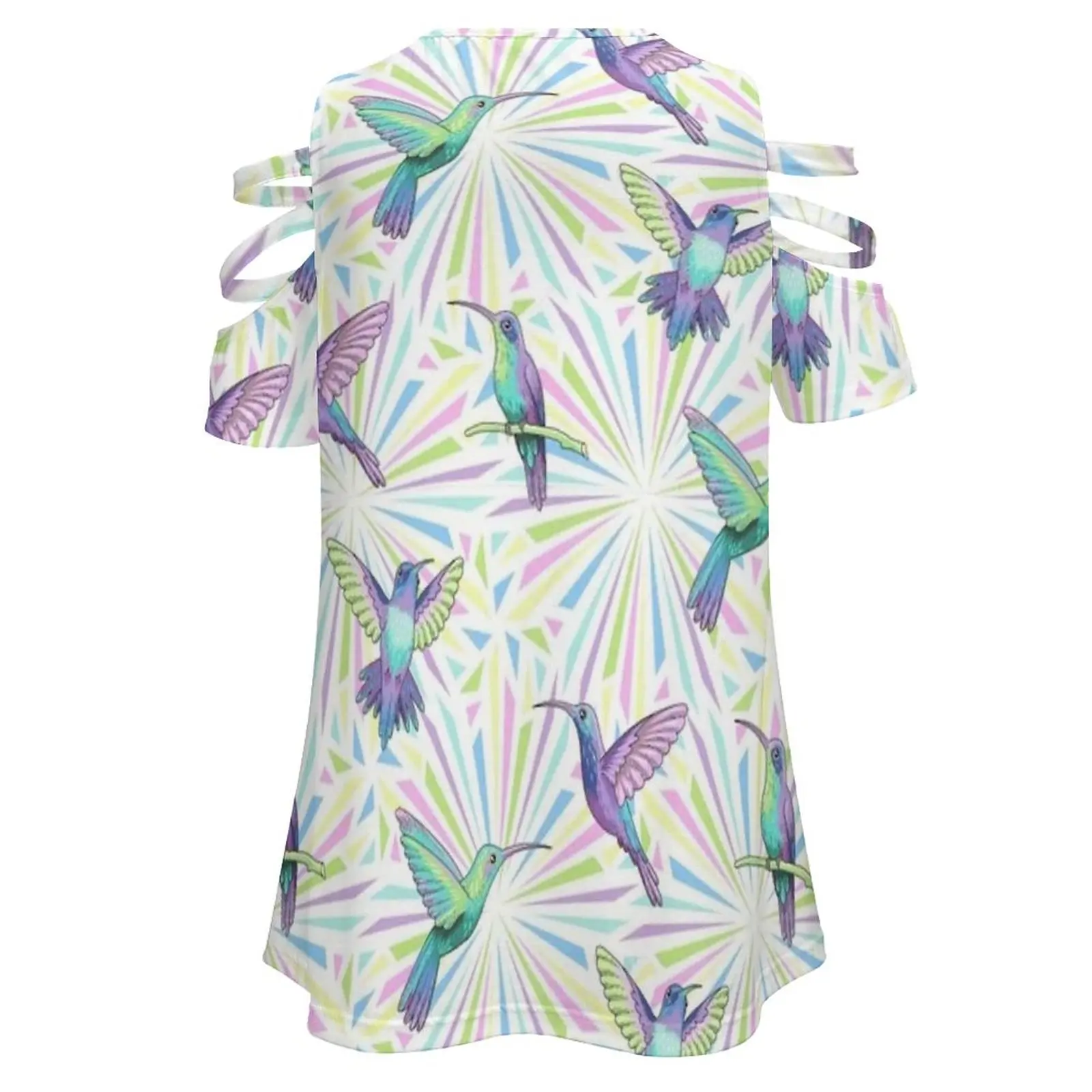 Hummingbirds colibri céu nova moda zip fora do ombro superior de manga curta camisa feminina beija-flor beija-flor beija-flor pássaro beija-flor