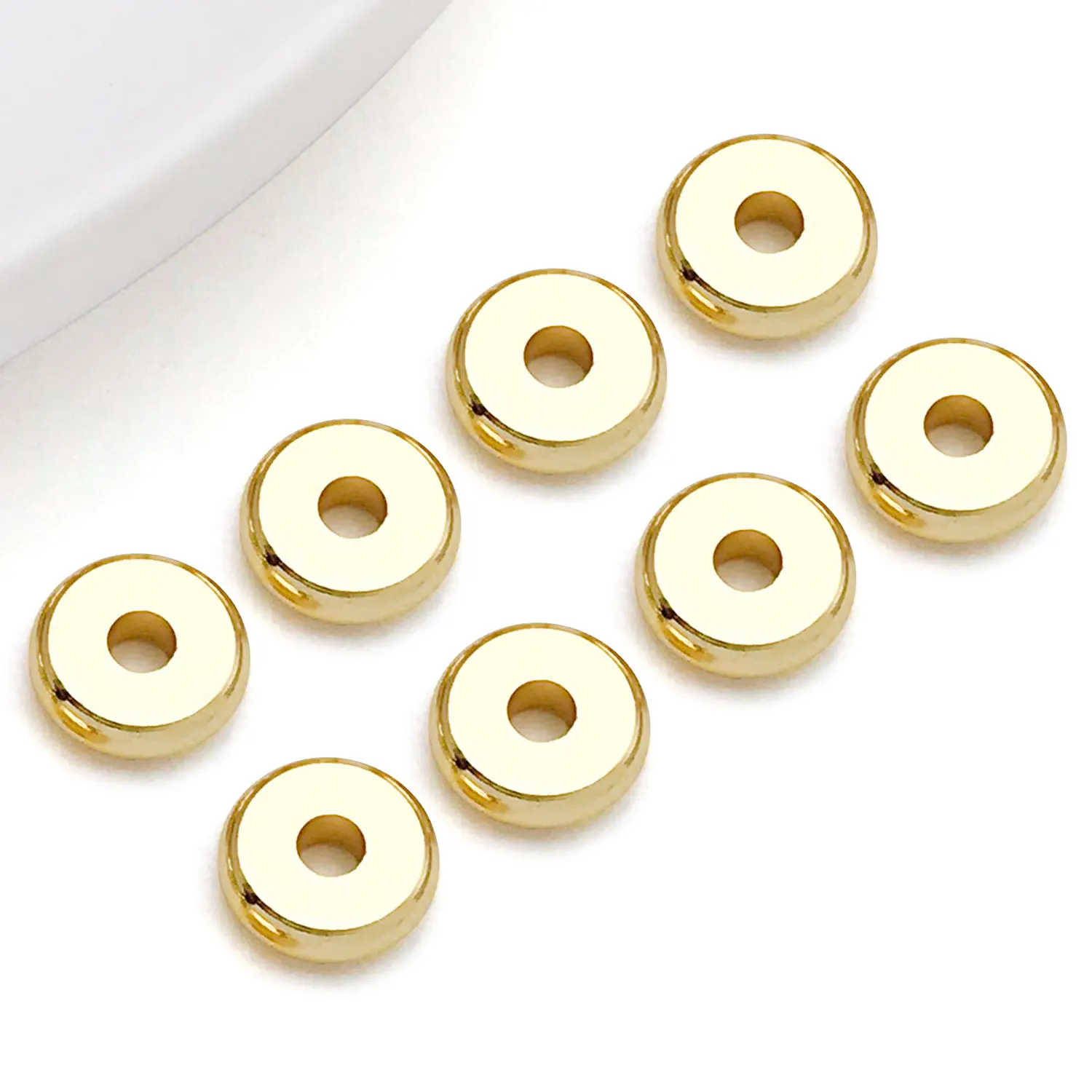20pcs 18K Real Gold Plated Brass Flat Spacer Beads, Large Hole Spacer Beads Loose Beads For DIY Jewelry Making Accessories image 3