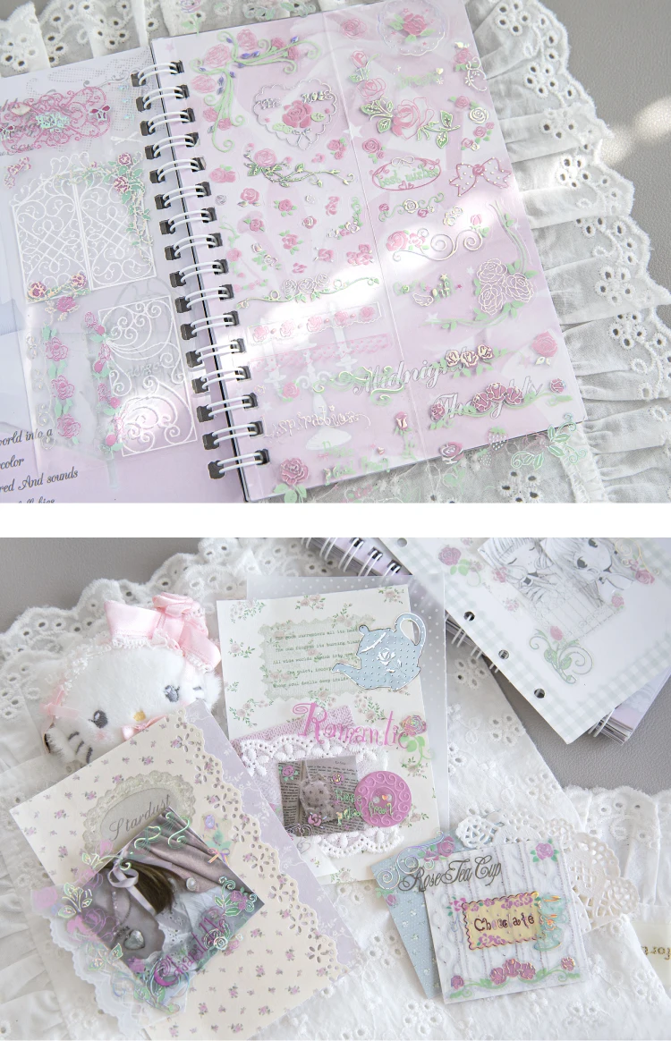 JIANQI Rosengarten Kleine Gegenstände Klebeband Retro Pflanzen Maskierband Washi Tape Scrapbooking Aufkleber Etiketten Schreibwaren – Detail 10