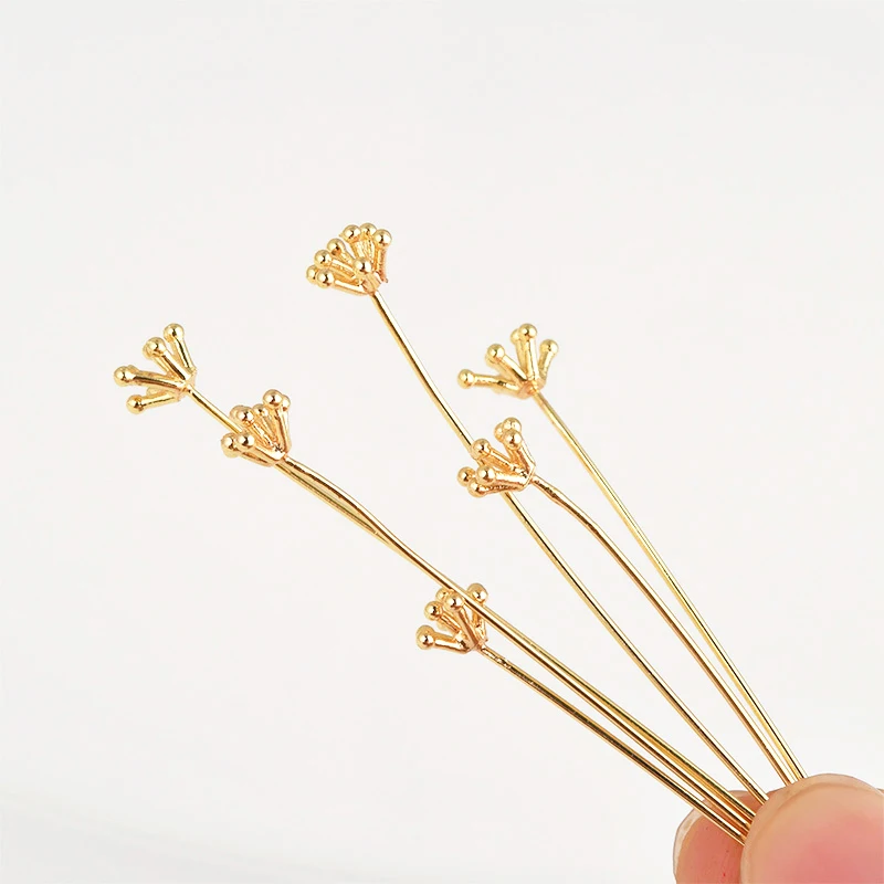 4 sztuk miedzi pozłacane 18K złoty kwiat rdzeń pręcik piłka igły DIY hand made biżuteria ozdoba do włosów podstawowe akcesoria materiałów