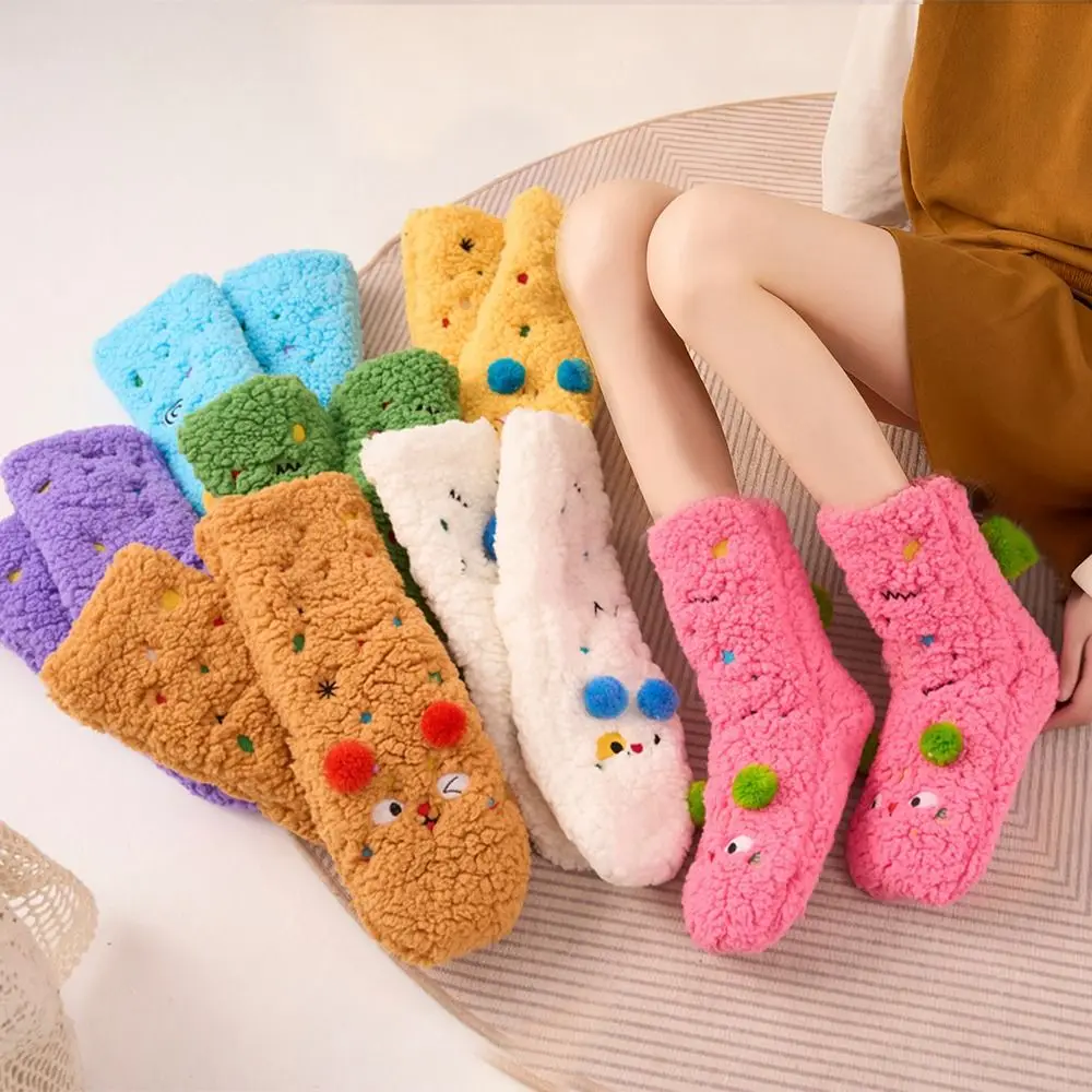 

1 пара креативных забавных пушистых носков из кораллового флиса с 3D мультяшными повседневными теплыми носками для сна, мягкие утолщенные повседневные носки, зимние
