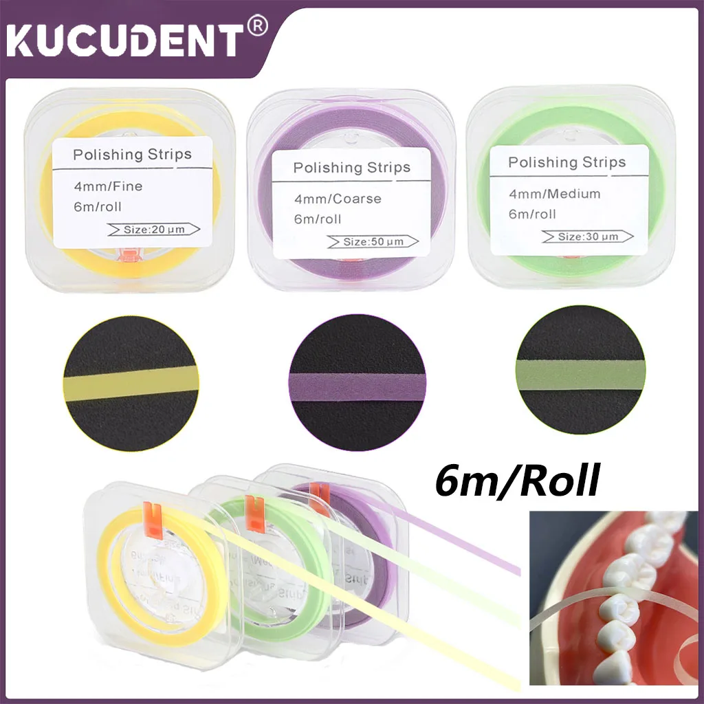 KUCUDENT 6m/Roll Dental Polishing Strip Resin Teeth Grinding Sanding Shaping forTeeth Polishing Teeth Whitening Dentist Material