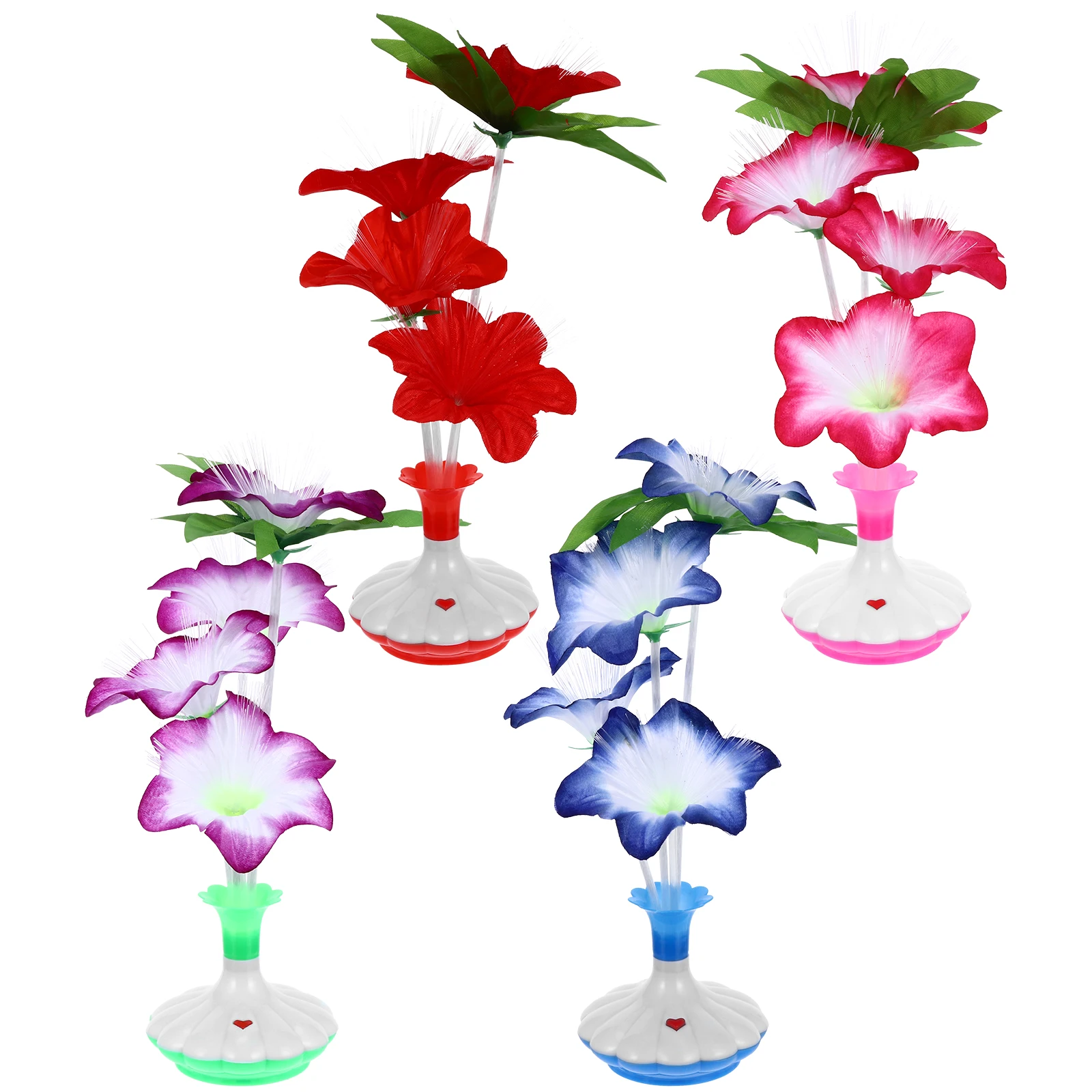 

4pcs Fiber Optic Flower Artificial High Quality LED Decorations Lamp Vase Light Home Hotels Bars Tabletop Floral Night Lamp