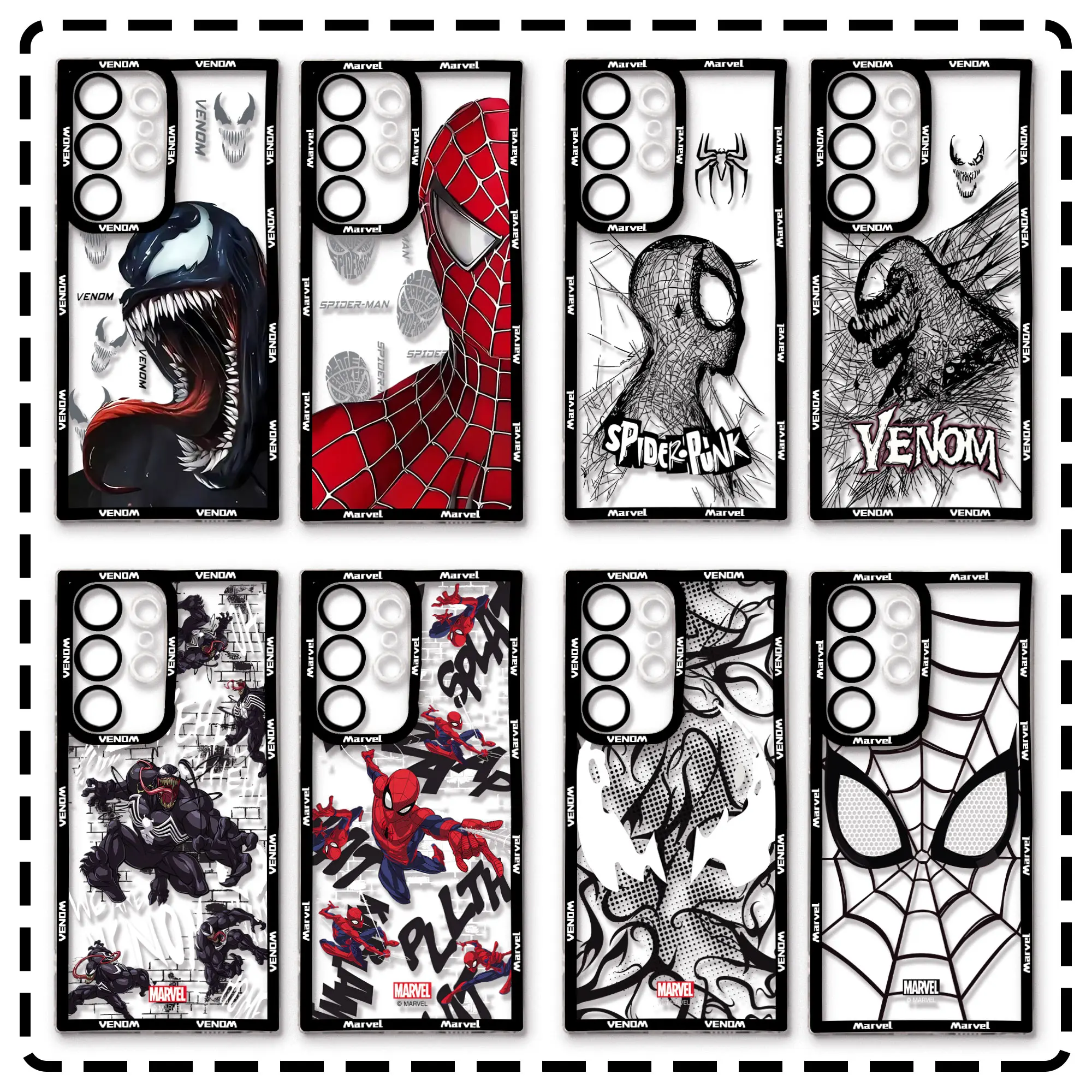 Custodia per telefono Venom spiderman black Marvel per Xiaomi Redmi Note 13 12C 11 10C 10s 9s 9A 9T 9C 8 Pro Max 4G 5G Cover trasparente