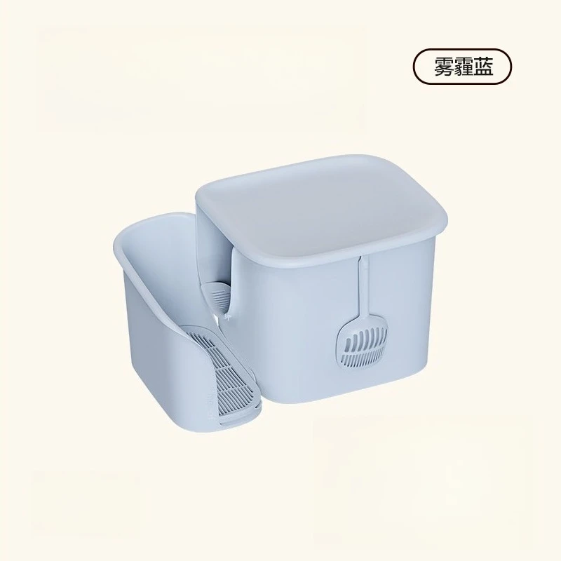 Semi‑Enclosed Extra Large Cat Litter Box, Sand Control Design Prevent Litter Tracking & Splashing Cat Toilet