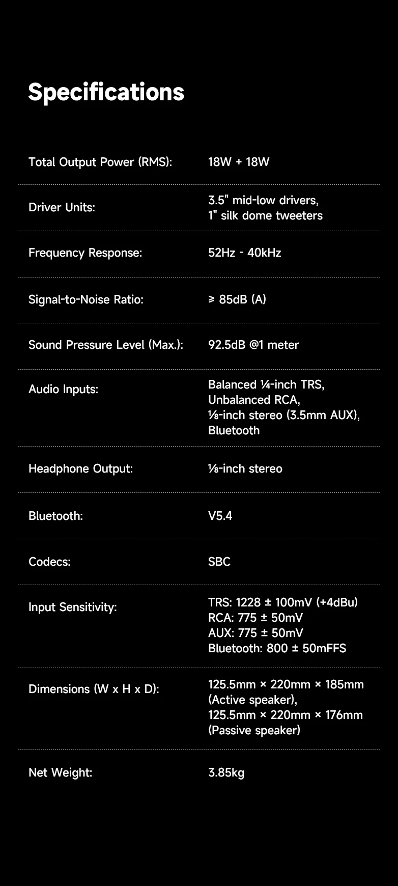 EDIFIER MR3 2.0 Studio-Monitorlautsprecher Hi-Res Audio Zertifiziert 18Wx2 RMS Bluetooth 5.4 Symmetrischer TRS RCA AUX Kopfhörerausgang ConneX App Raumkompensation – Detail 14