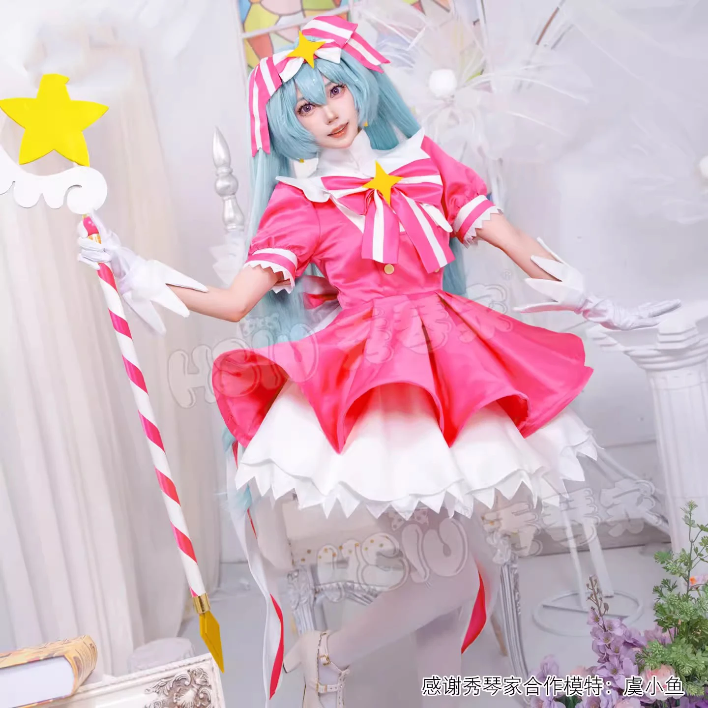 MMiku Retry Cosplay Costumes Wig Pink Dresses Prop Anime Uniform Halloween Carnival Party Outfit Women Girls Roleplay view 4