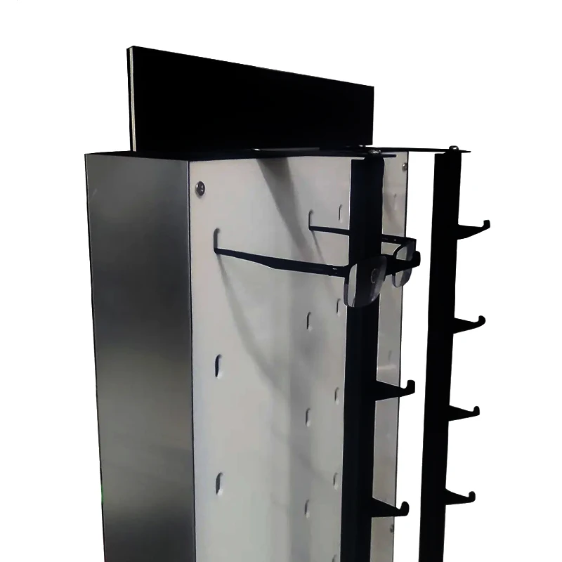Floor-standing rotating sunglasses display racks for optical stores and optical stores