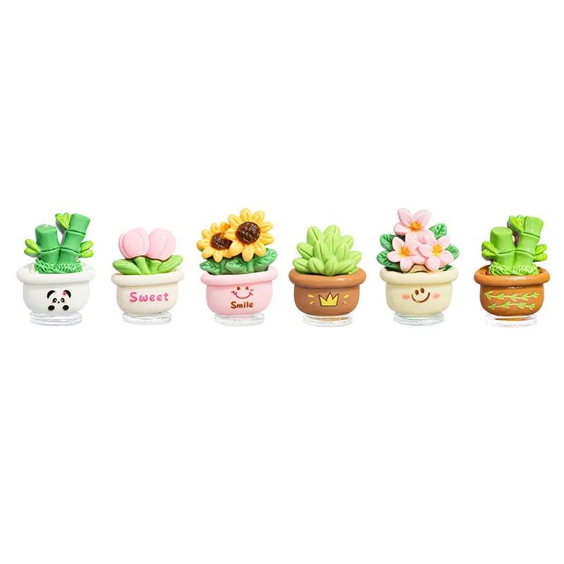 Decorative Vehicles Car Ornament Cute Little Fresh Potted Plant Console Interior Accessories Women Mini 6-piece-set Ins Simple view 4