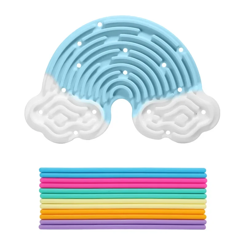 Planche d'activités sensorielles, jouets d'entraînement aux couleurs, planche Double face, motricité Fine et jeu amusant, nuages arc-en-ciel créatifs en Silicone