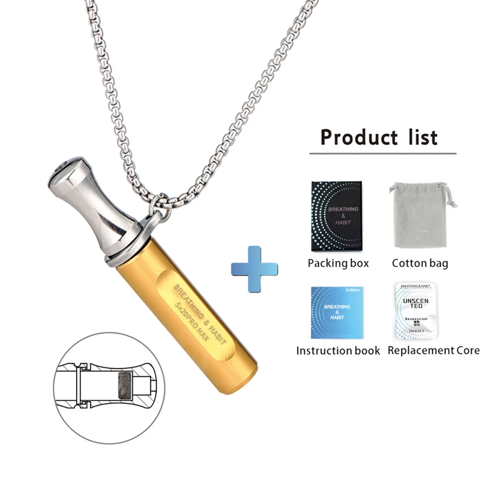 Stainless Steel Pendant Stop Smoking Aids Fidget Round Mouth Anti Vaping Necklace for Natural Calm & Stress Relief