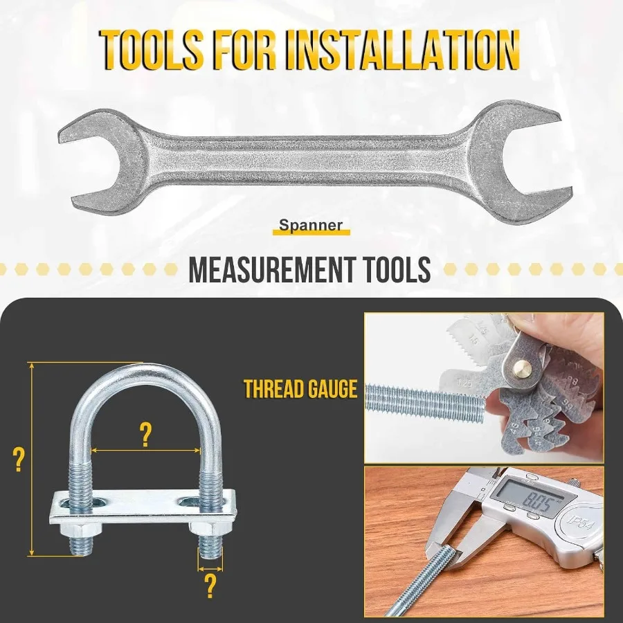 M8x50x100mm Bulloni a U Kit rotondo 4 Set Kit UBolt in acciaio al carbonio con dadi Piastra telaio Washe Buono per rimorchio per tubi Foglia automobilistica Spr