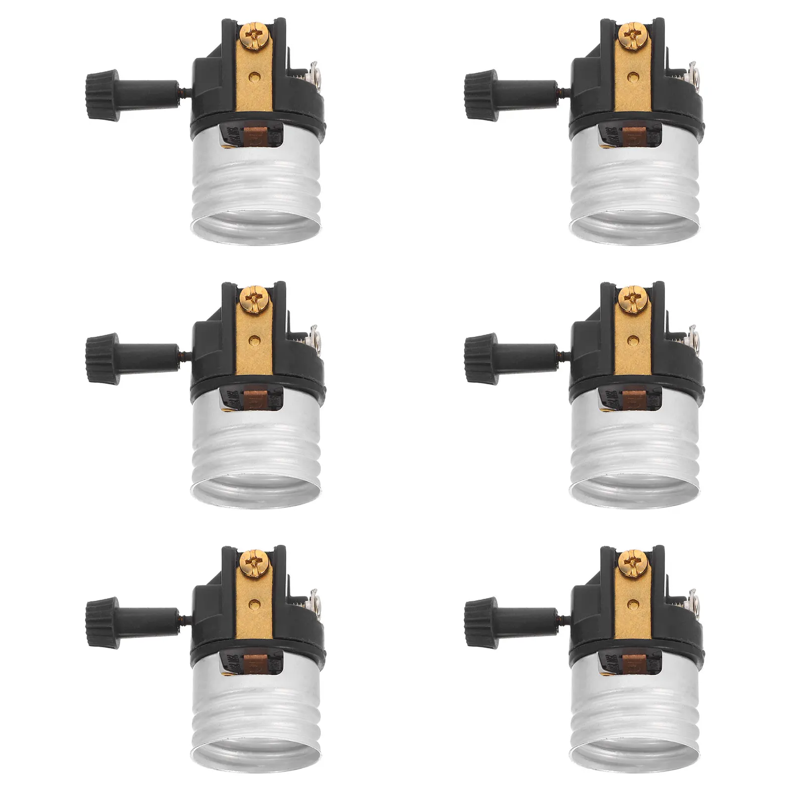 

6 Pcs Lamp Holder Ceiling Light Socket Four Paragraphs Bulb Replacement Metal Aluminum