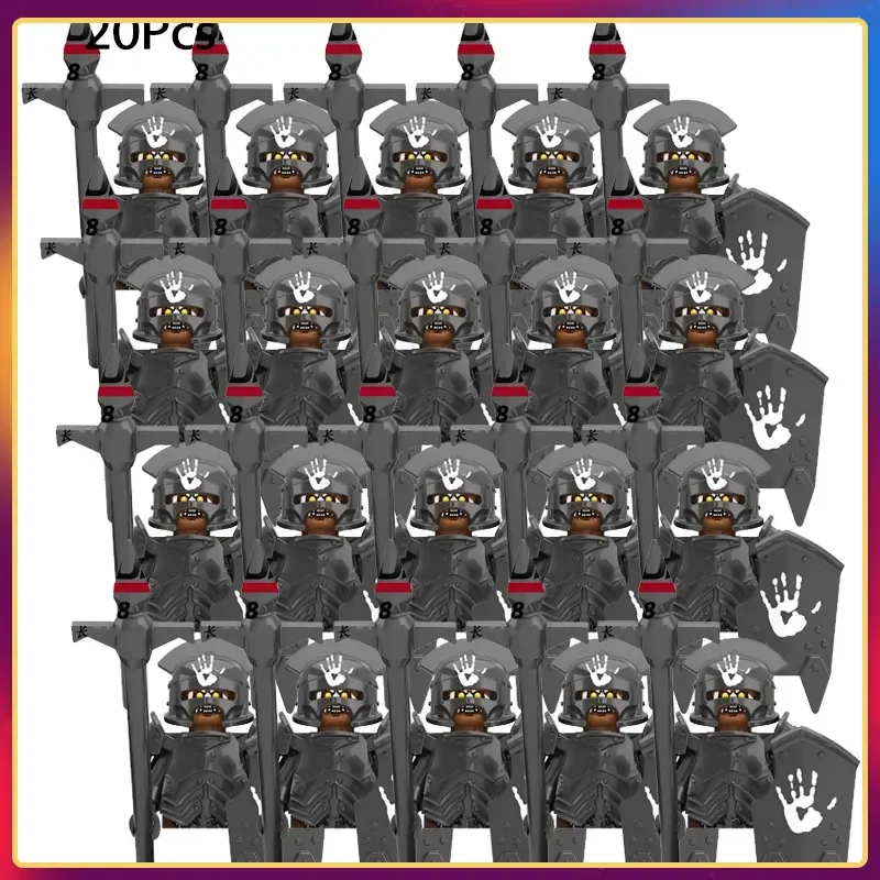 20 pièces militaire médiéval seigneur des elfes garde armée Orcs dénoyaut guerriers les anneaux enfants Mini blocs de construction assemblés figurines