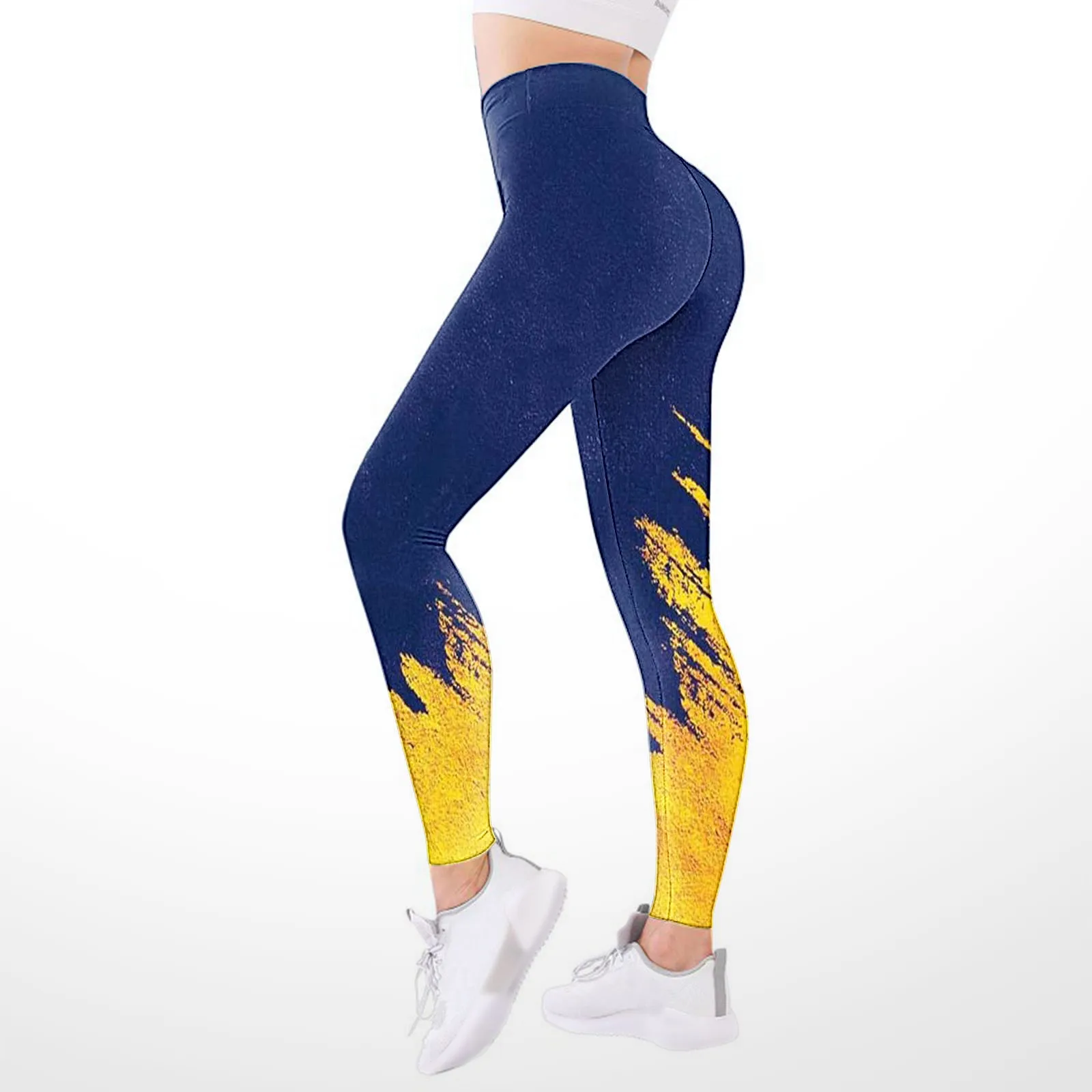 Calças de ginástica de cintura alta para mulheres, leggings estampados sólidos para senhoras, calças push-up confortáveis, tamanho grande