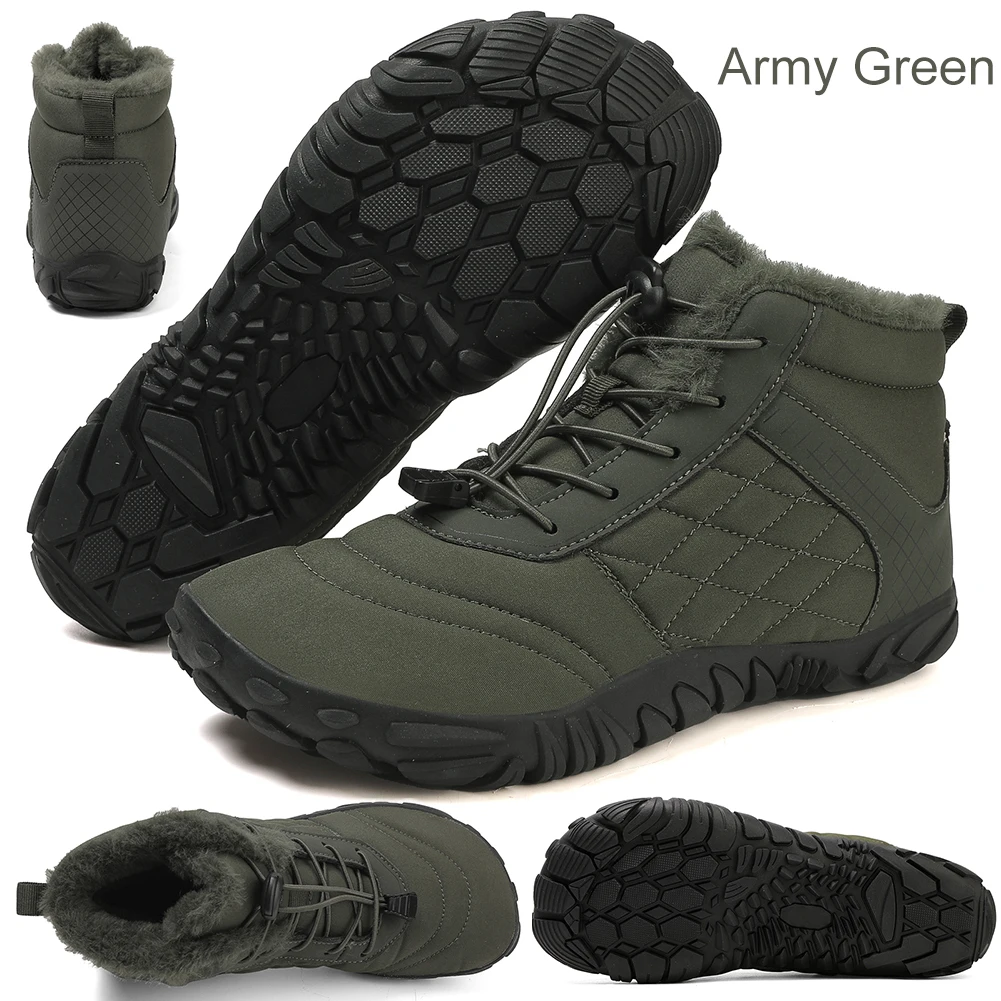 

Barefoot Snow Boots Outdoor Trekking Shoes Anti Slip Plush Barefoot Shoes Thermal Casual Winter Booties Plush for Outdoor Travel