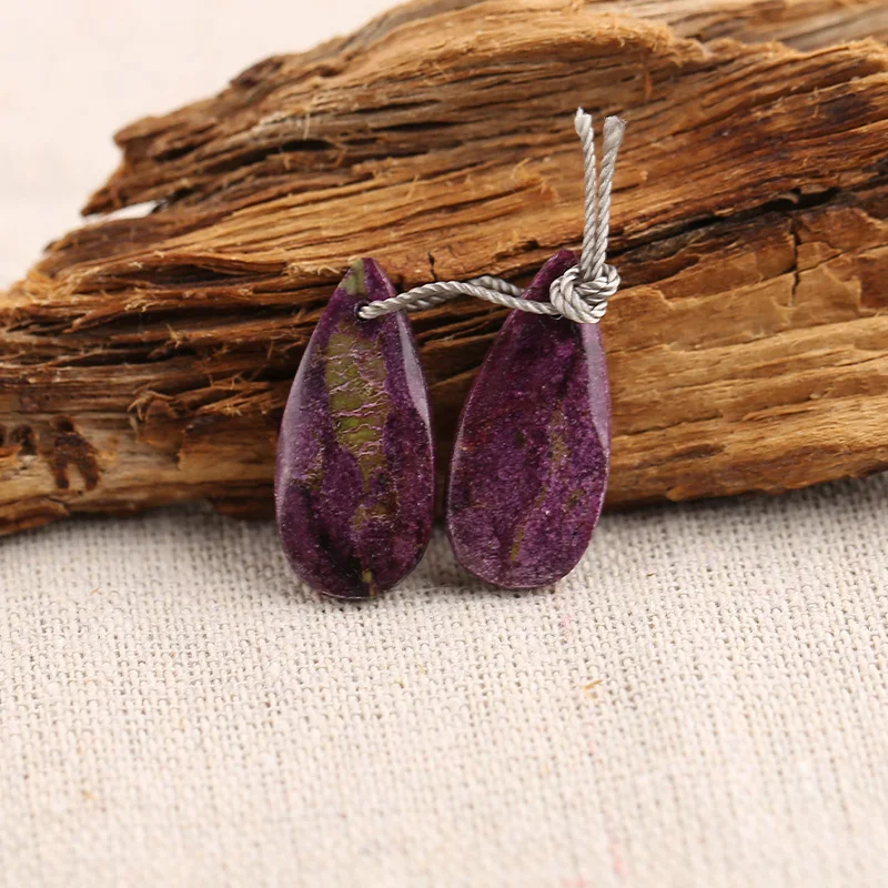 

B&F Purple Stone Earring Beads, Handmade Natural stones beads, Polished Stones for jewelry Making Supplies