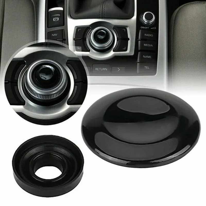 2Pcs Car Interior Multi Media Button Cover Sealing Ring Kit for Audi A4 Q7 S4 2010 2011 2012-2015 8K0998068A Replacement Parts