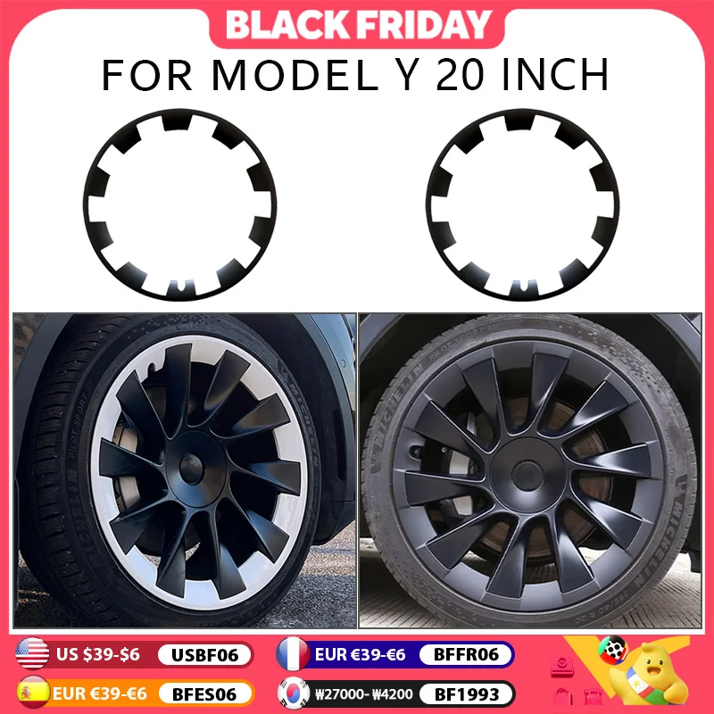 For Tesla Model Y 20 Inch Rim Wheel Hub Protection Patch Protectors ABS Wheel Guard Covers Accessories Auto Exterior 2019-2024