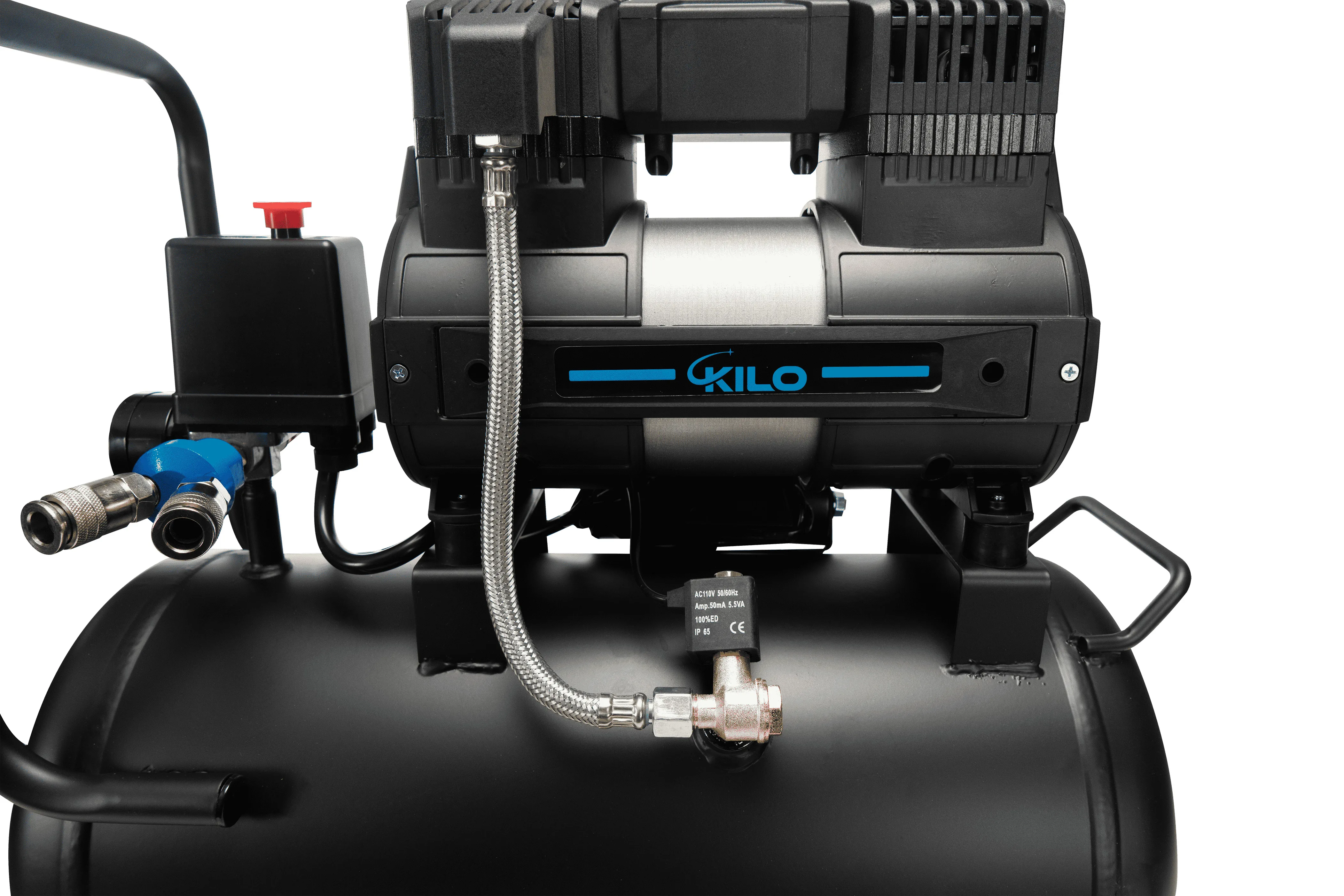 ضاغط هواء خالي من الزيت 6.3 جالون 1.0 حصان Max.116 رطل لكل بوصة مربعة ضغط 60 ديسيبل فائق الهدوء لإصلاح السيارات طلاء رذاذ تضخم الإطارات