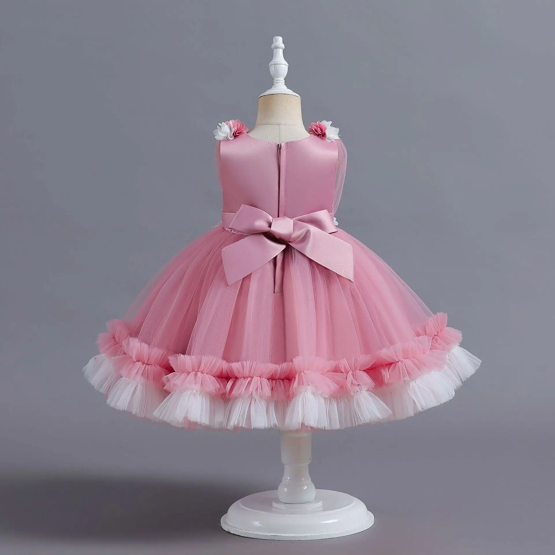 Baby Girl 1 Year Birthday Dress Layered Tulle Kids Girl Ball Gowns Elegant Toddler Clothes For Pageant Ceremony Party 0-4T