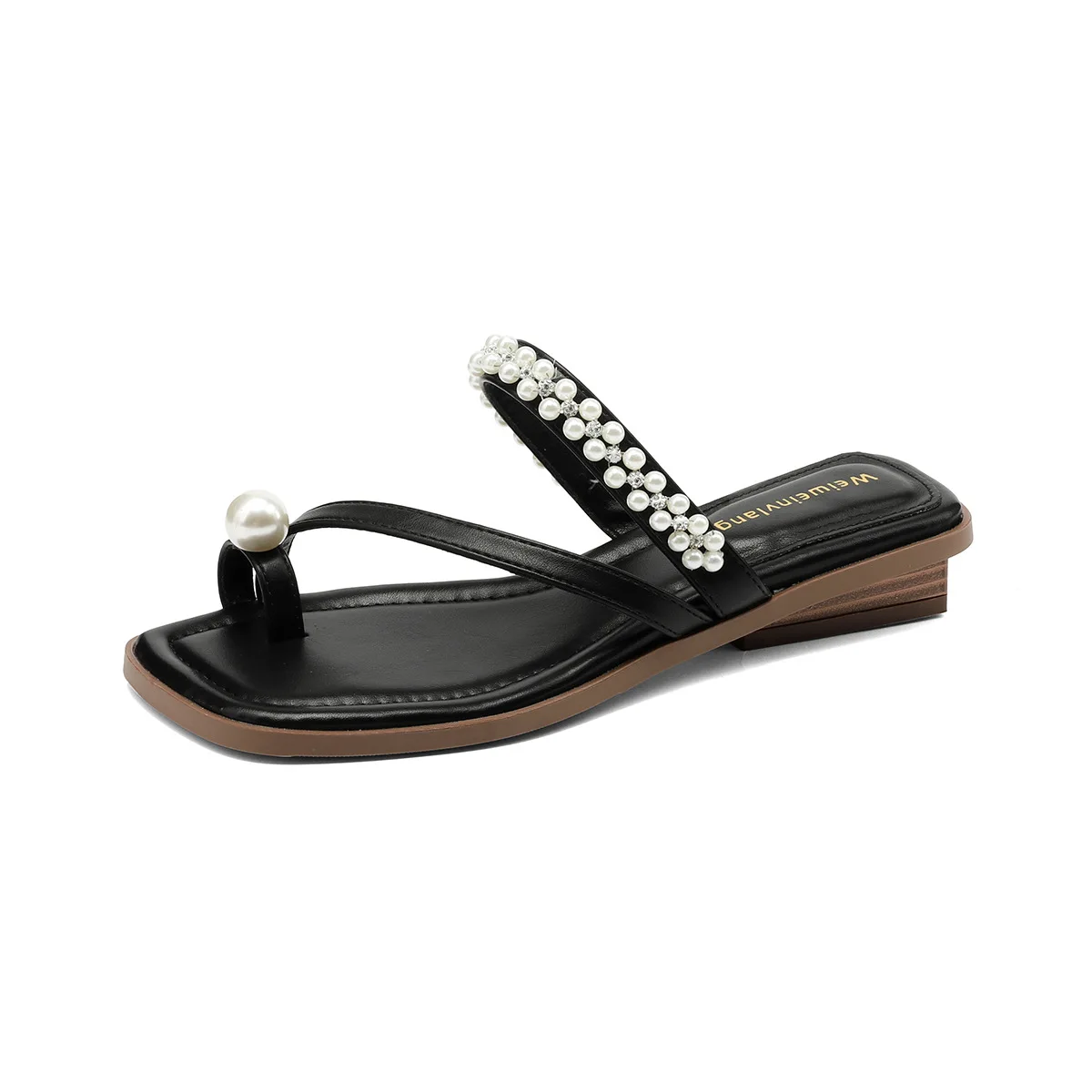 Gorasion Summer Slippers Women Square Toe Low Heel Sandals Women Outdoor Silp-on Slingback Shoes Elegant Lady Handmade Shoes