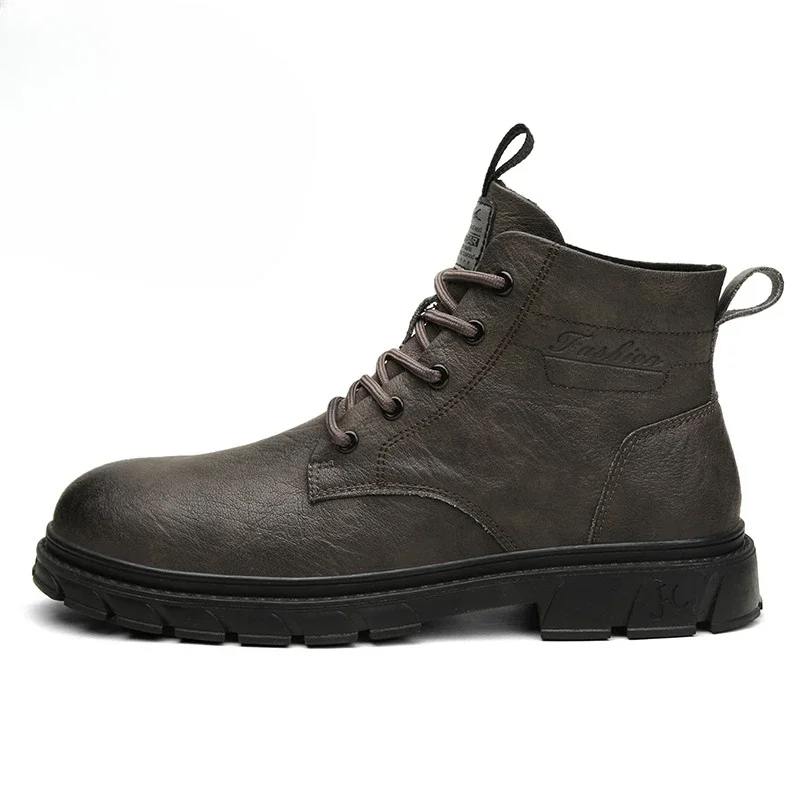 Botas de invierno para herramientas, botines de cuero para hombre, zapatos de motocicleta de calle antideslizantes retroclásicos de alta calidad, modelo Popular de nuevo estilo