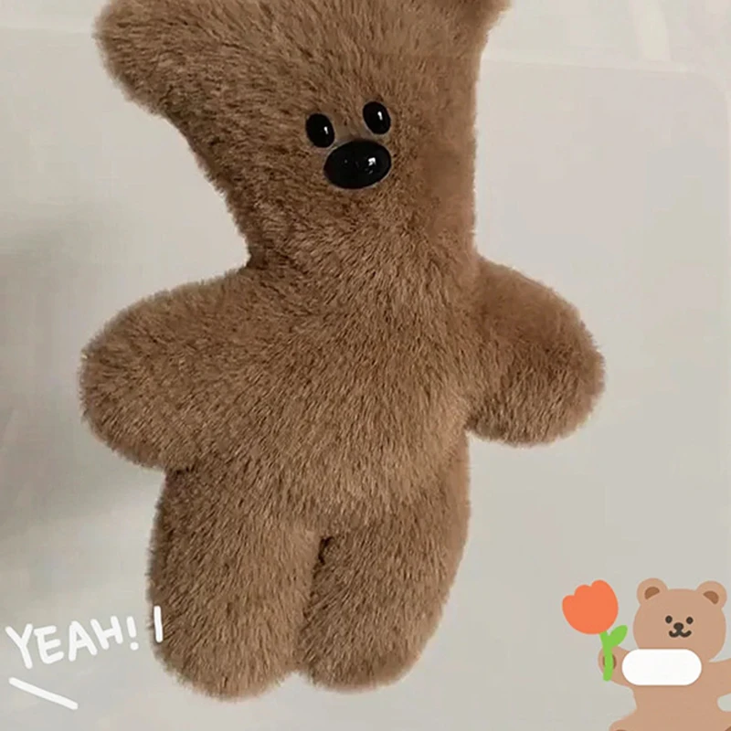 Teddy Bear Squeak Keychain Pendant DIY Material Bag Cartoon Cute Plush Toy Kawaii Stuffed Charms Decorations For Children Gift