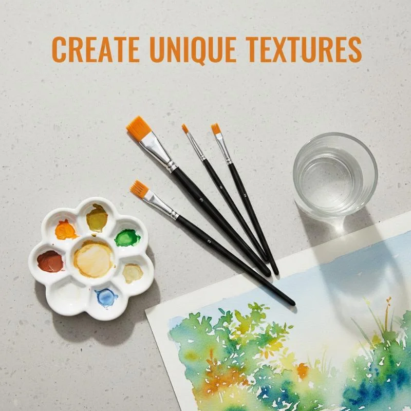 4Pcs Serrated Shape Paintbrush Set For Watercolor Oil Digital Painting - Landscape Leaf Art Brushes For Artists & Students
