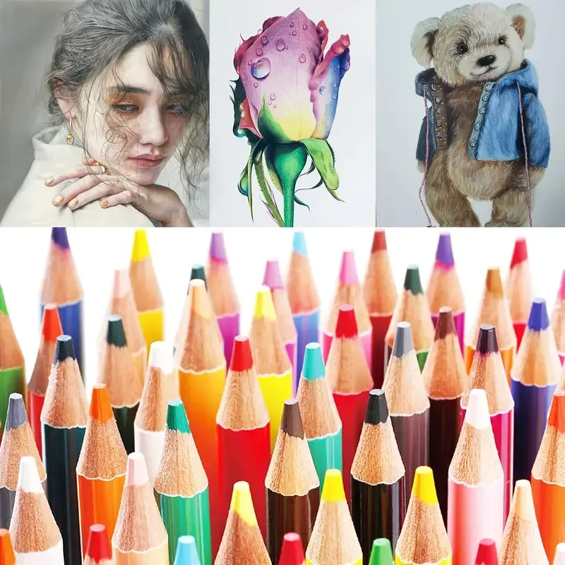 50/72-Piece Colored Pencil Set With Canvas Roll-Up Case - Perfect For Student Adult Coloring Drawing Sketching And Crafting