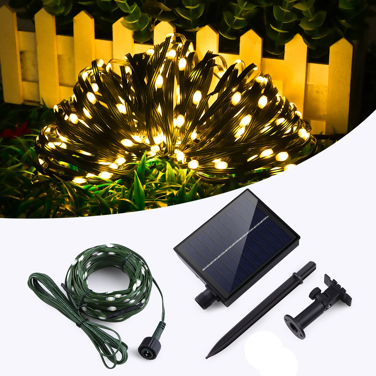 Außerhalb Terrasse Hinterhof Hause Dekoration LED Landschaft Beleuchtung Garten Baum Zaun Tür Dekor Solar Power String Lampe Lichterkette