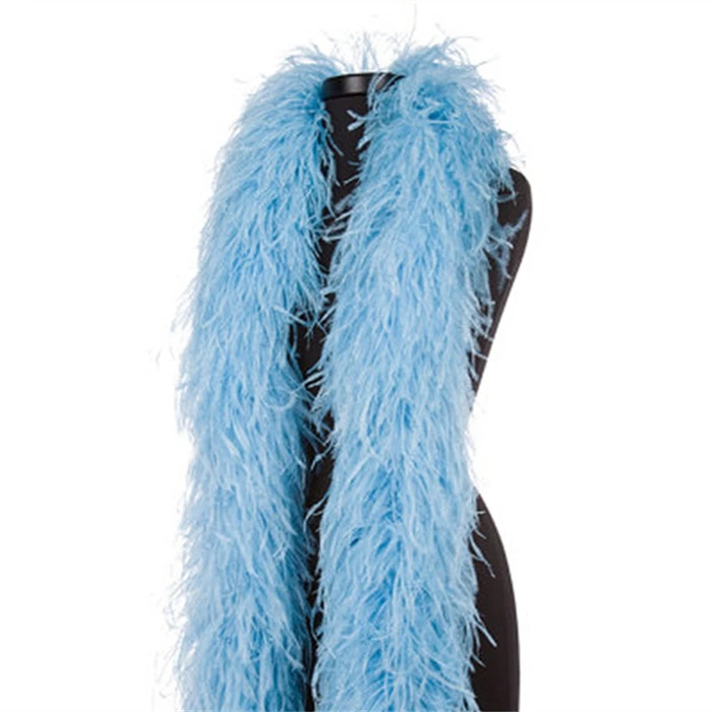 Boa en plumes d'autruche rose duveteux de 2 mètres, 1, 2, 3, 4, 6 plis, écharpe en plumes d'autruche pour robe de mariée, jupe, vêtements, décoration, châle en plumes, rouge, 2 couches