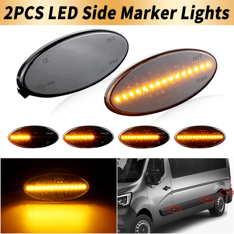 

6X LED Side Marker Turn Signal Lights Canbus For Renault Master MK3 For Opel Movano 10-up For Nissan NV400 11-up Car Accessories
