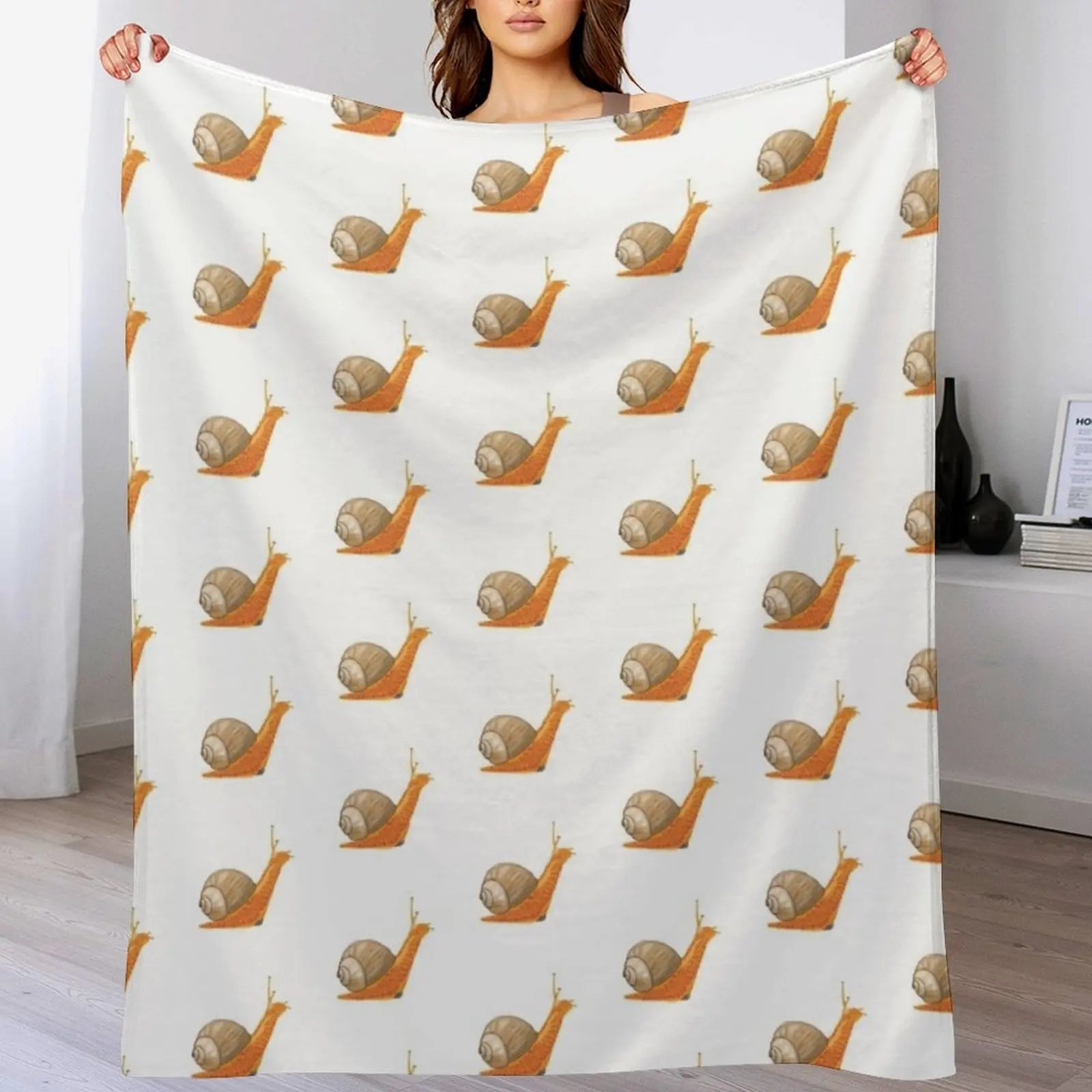 Snail - Orange Throw Blanket Lightweight Warm Blanket for Travel Camping