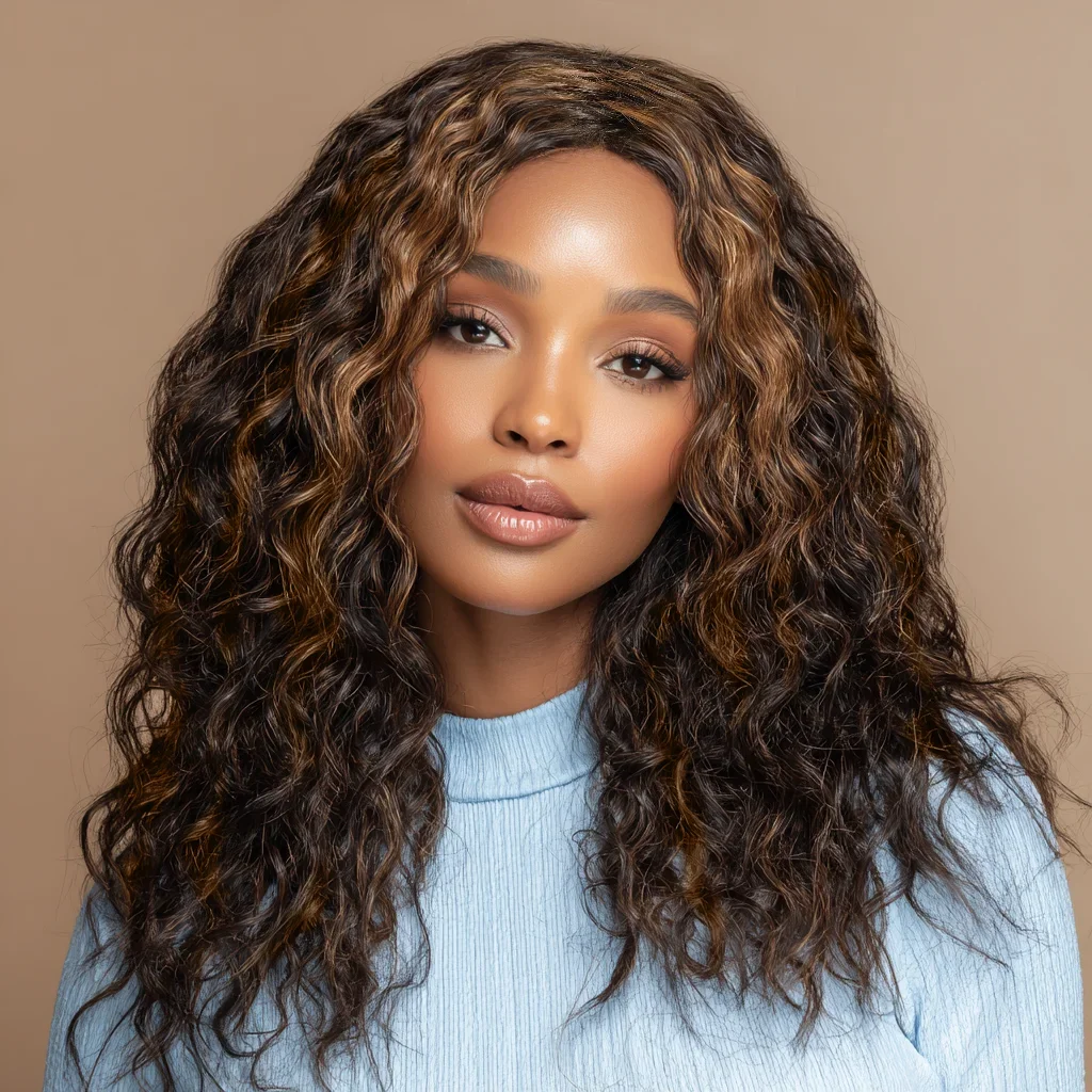 

Длинный волнистый парик омбре медово-коричневого цвета для женщин, без клея, из натуральных человеческих волос, для косплея, вечеринок, быстрого надевания, волосы Remy