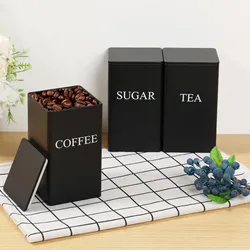 3Pcs Coffee Bean Storage Canisters Tea Sugar Vacuum Sealed Jars Iron Canisters Heat Kitchen Cream Can Airtight Lid 1L