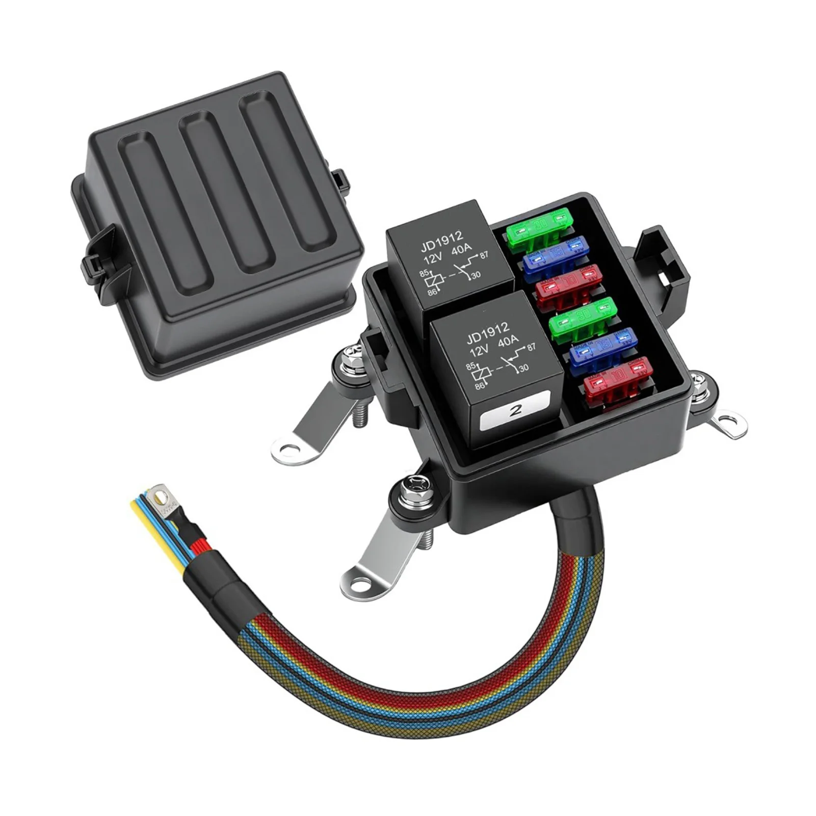

6 Fuses Slots Relay Fuse Box Double Circuit Safety Waterproof Seal Prevent Overcurrent Damage Relay Fuse Box Features