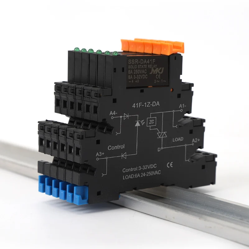 リレーモジュール,DINレール,DC制御,ssrスリムリレー,ac 6a,41f-1z-c2