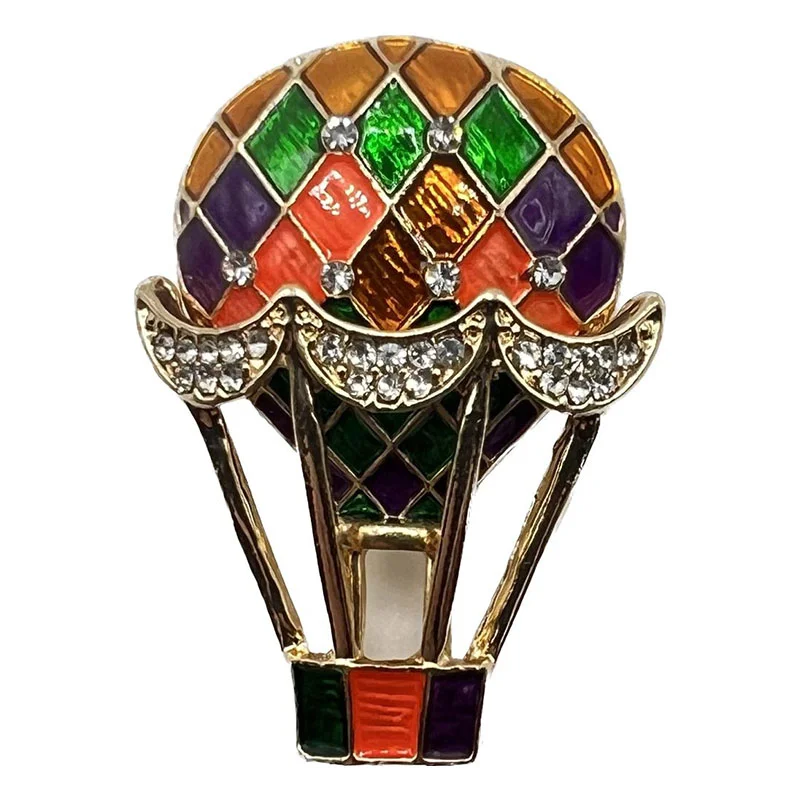 أزياء النفط يقطر ثلاثي الأبعاد اللون منطاد الهواء الساخن بروش سبيكة حجر الراين بروش دبوس دعوى بروك للرجال والنساء #2