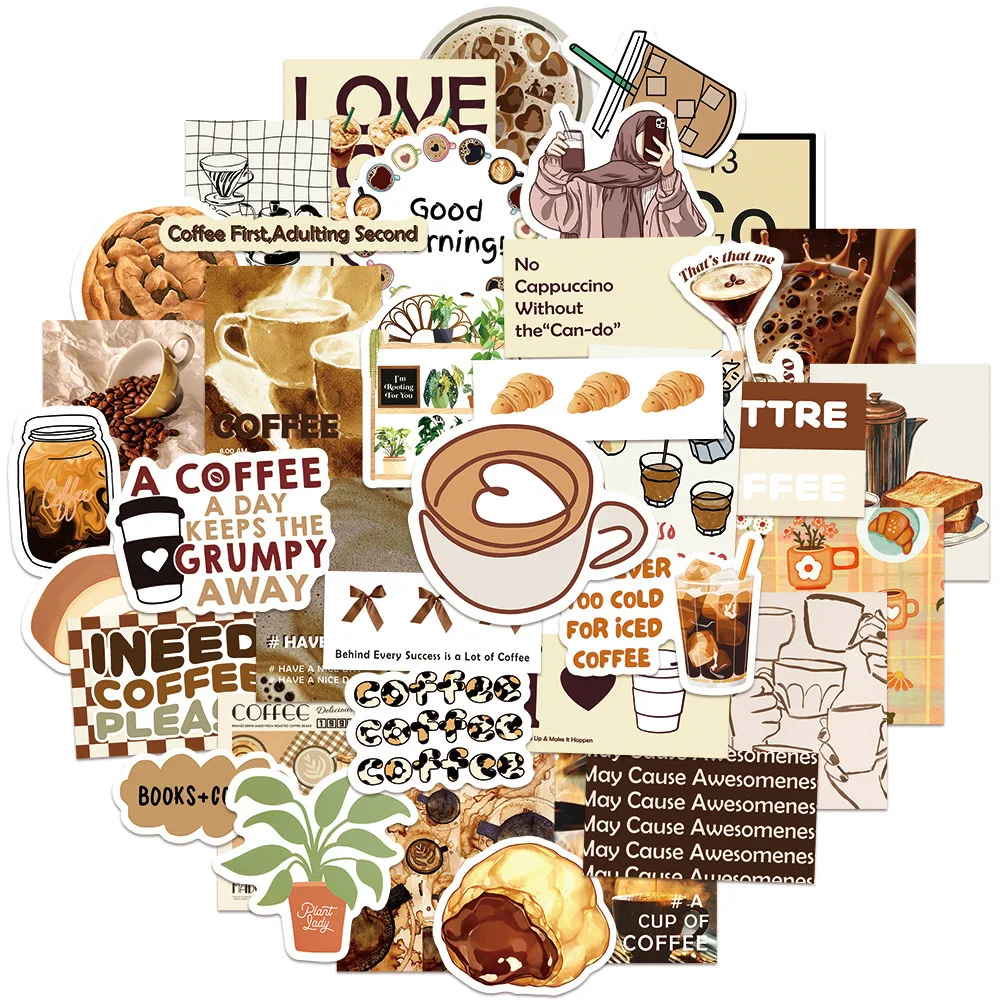 

10/30/50PCS Cartoon Dessert Coffee INS Style Creative Personality Graffiti Stickers Decorative Refrigerator Phone Case Decal Toy