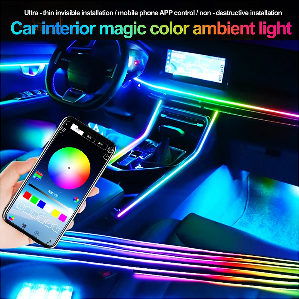 5 فولت USB WS2812 سيارة APP التحكم الإضاءة عدة المحيطة غاسل أضواء الداخلية المحيطة الاكريليك شرائط ضوء بلوتوث التحكمLED