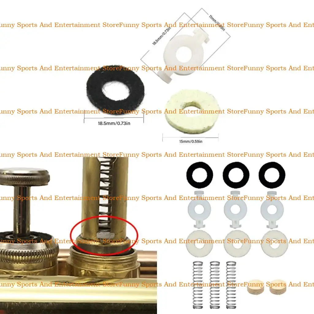 

C4DE Set of 14Pcs Trumpet Valves Spring Felt Washer Cork Pad Piston Trumpet Repair Kits Brasses Instrument Maintenance Part