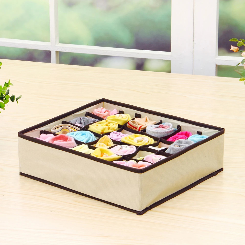 

3pcs Underwear Storage Box Non-Woven Drawer Organizer 24 Compartments Socks Bra Linen Pants Container Breathable Dampproof
