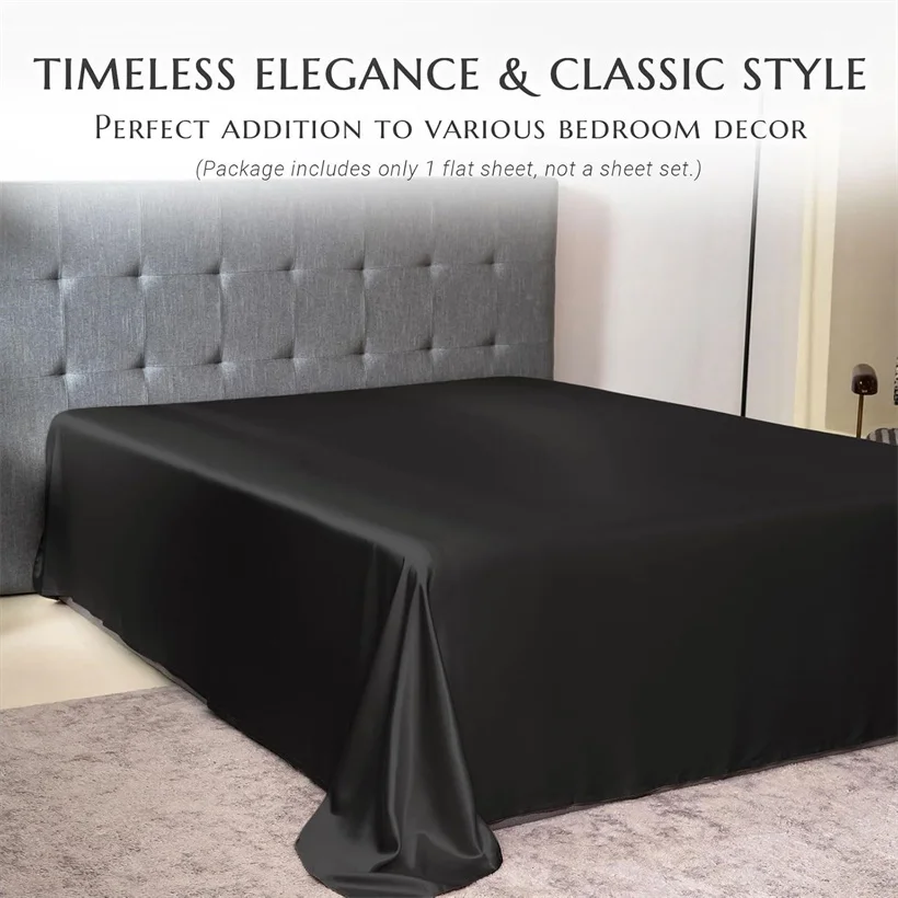 1Pc 100% Mulberry Silk Bed Flat Sheet for Double Bed Solid Color Top Sheets Single/Queen/King Flat Bedsheets Home Soft Bed Linen